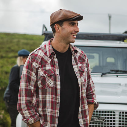 Gorra plana Fulton de piel de Jaxon & James - Marrón