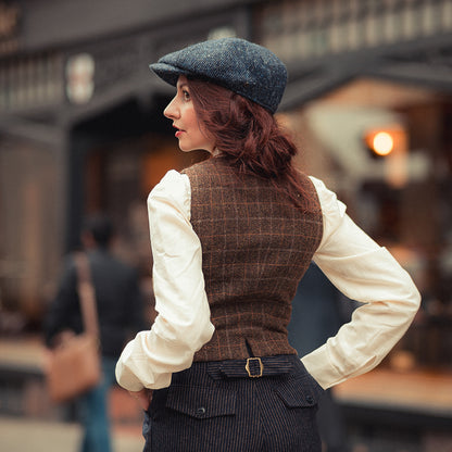 Gorra Newsboy Glenborin de Tweed Donegal Mezcla de tonos de Jaxon & James - Azul-Negro