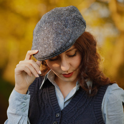 Gorra plana Foyle de Tweed Donegal Mezcla de tonos de Jaxon & James - Azul-Negro