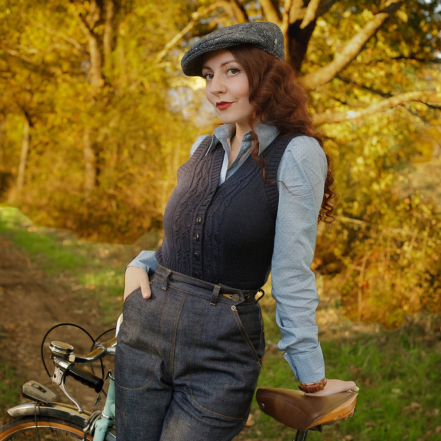 Gorra plana Foyle de Tweed Donegal Mezcla de tonos de Jaxon & James - Azul-Negro