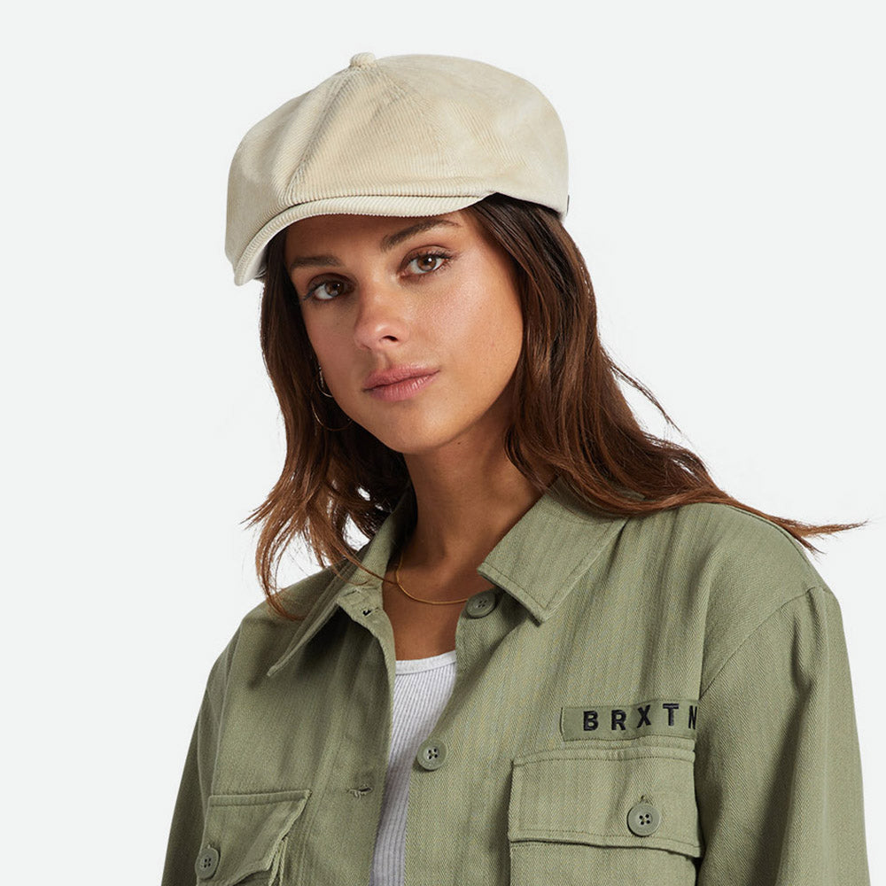 Gorra Newsboy Brood Lightweight X Snap de pana de Brixton - Blanco Roto