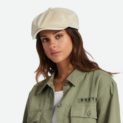 Gorra Newsboy Brood Lightweight X Snap de pana de Brixton - Blanco Roto