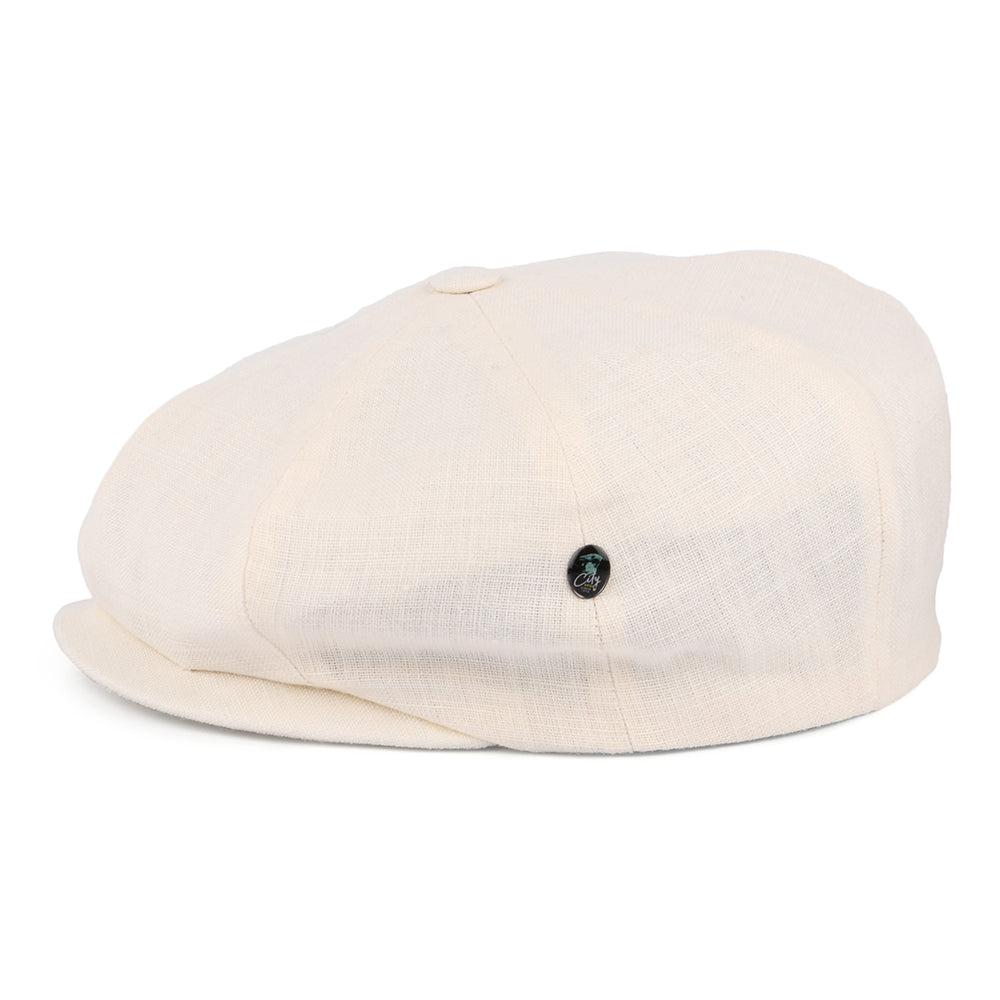 Gorra Newsboy de lino de City Sport - Crema
