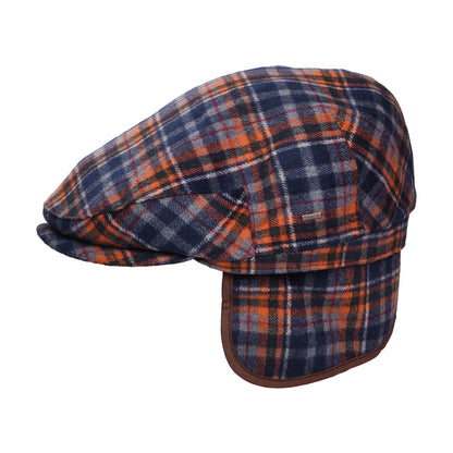 Gorra plana Wickes a cuadros con orejeras de Bailey - Azul Marino-Naranja