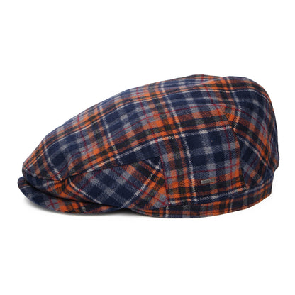 Gorra plana Wickes a cuadros con orejeras de Bailey - Azul Marino-Naranja