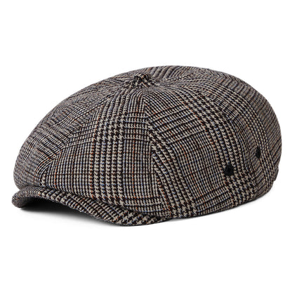 Gorra Newsboy Brood ligera Príncipe de Gales de Brixton - Crema-Negro-Naranja-Azul Claro