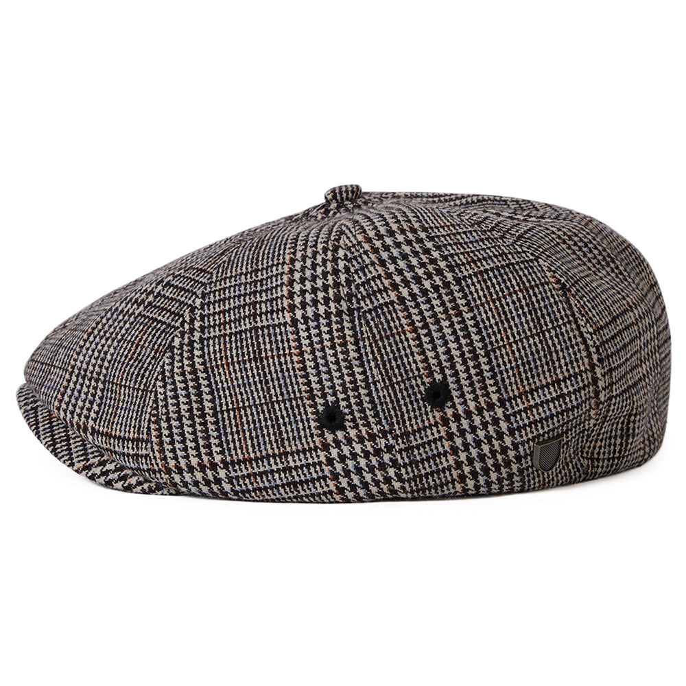 Gorra Newsboy Brood ligera Príncipe de Gales de Brixton - Crema-Negro-Naranja-Azul Claro