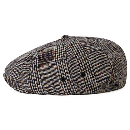 Gorra Newsboy Brood ligera Príncipe de Gales de Brixton - Crema-Negro-Naranja-Azul Claro