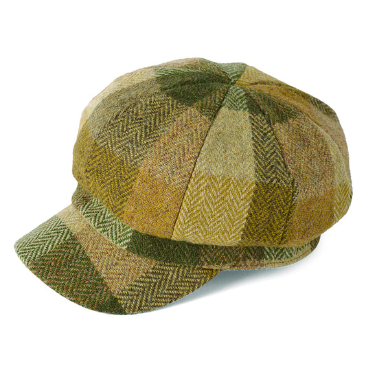Gorra Baker Boy Gabby de Harris Tweed de Failsworth - Verde Musgo-Multi