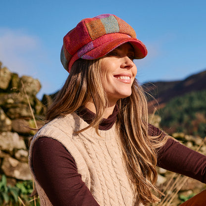 Gorra Baker Boy Gabby de Harris Tweed de Failsworth - Fucsia-Multi
