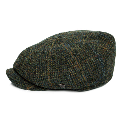 Gorra Newsboy Carloway de HARRIS TWEED a cuadros de Failsworth - Verde-Multi