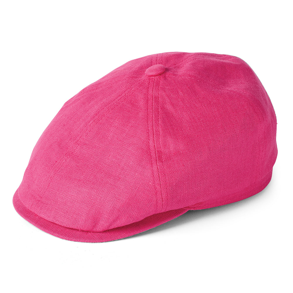 Gorra Newsboy Hudson de lino irlandés de Failsworth - Rosa Eléctrico
