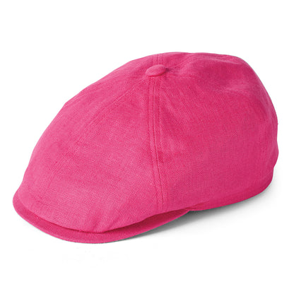 Gorra Newsboy Hudson de lino irlandés de Failsworth - Rosa Eléctrico