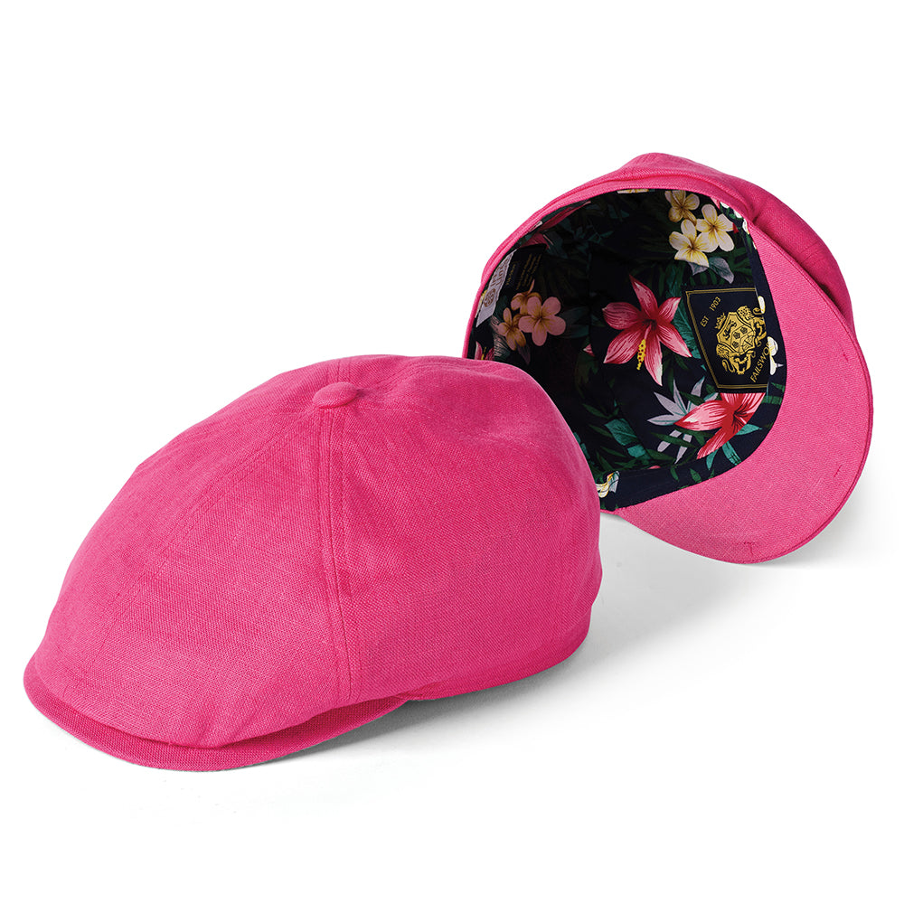 Gorra Newsboy Hudson de lino irlandés de Failsworth - Rosa Eléctrico