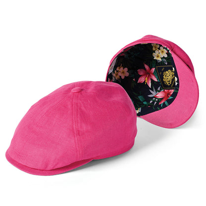 Gorra Newsboy Hudson de lino irlandés de Failsworth - Rosa Eléctrico