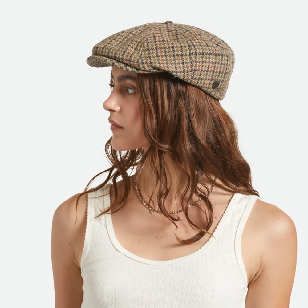 Gorra Newsboy redonda Brood pata de gallo de Brixton - Avena-Antracita