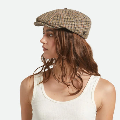 Gorra Newsboy redonda Brood pata de gallo de Brixton - Avena-Antracita