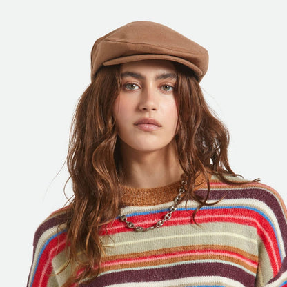 Gorra plana Hooligan de lana melton de Brixton - Camel