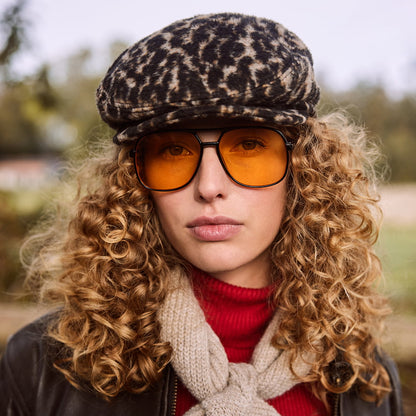 Gorra plana Systa de mezcla de lana Leopardo de Barts - Marrón