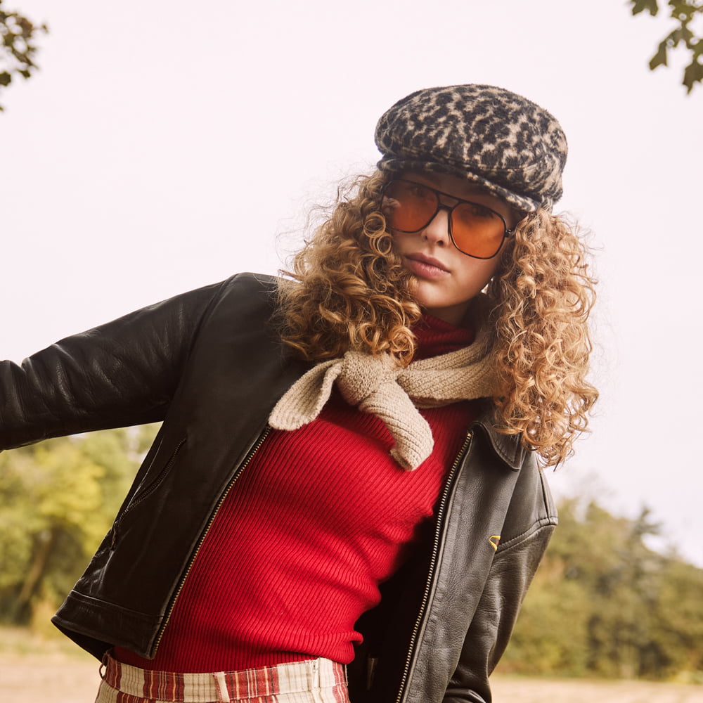 Gorra plana Systa de mezcla de lana Leopardo de Barts - Marrón