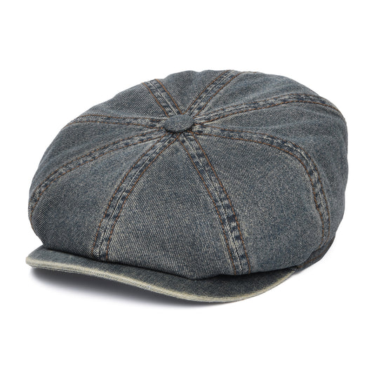 Gorra Newsboy redonda Hatteras de tejido vaquero de Stetson - Azul Lavado