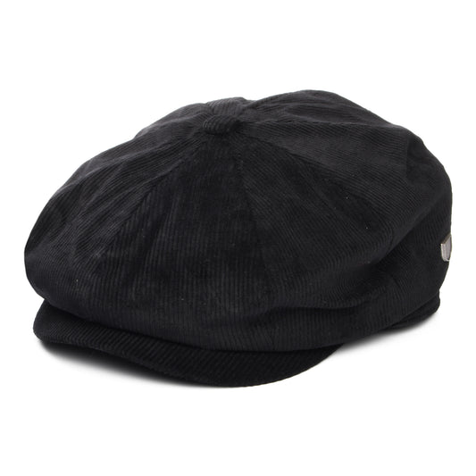 Gorra Newsboy redonda Brood holgada de pana de Brixton - Negro