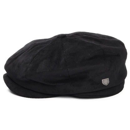 Gorra Newsboy redonda Brood holgada de pana de Brixton - Negro