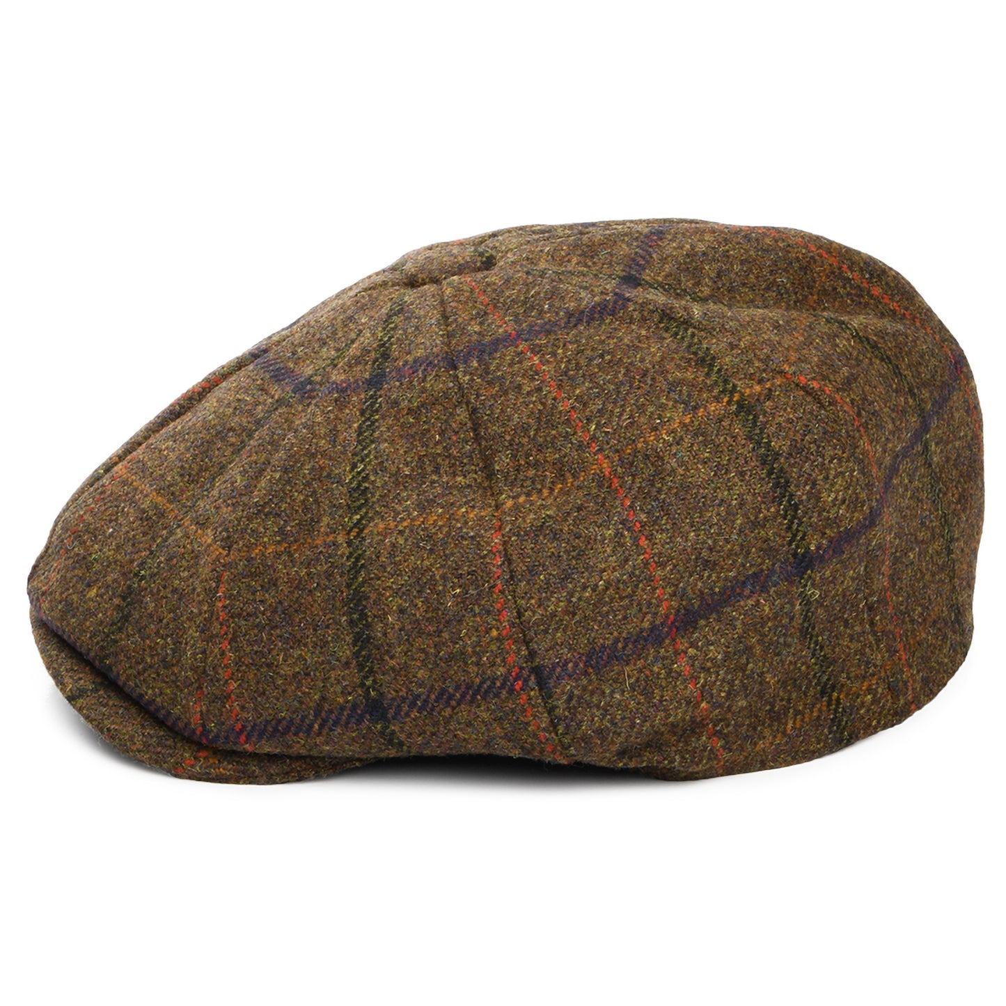 Gorra Newsboy redonda Tweed Country de Tweed a cuadros de Christys - Marrón