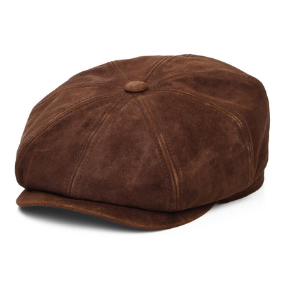 Gorra Newsboy redonda Hatteras de cuero Envejecido de Stetson - Coñac