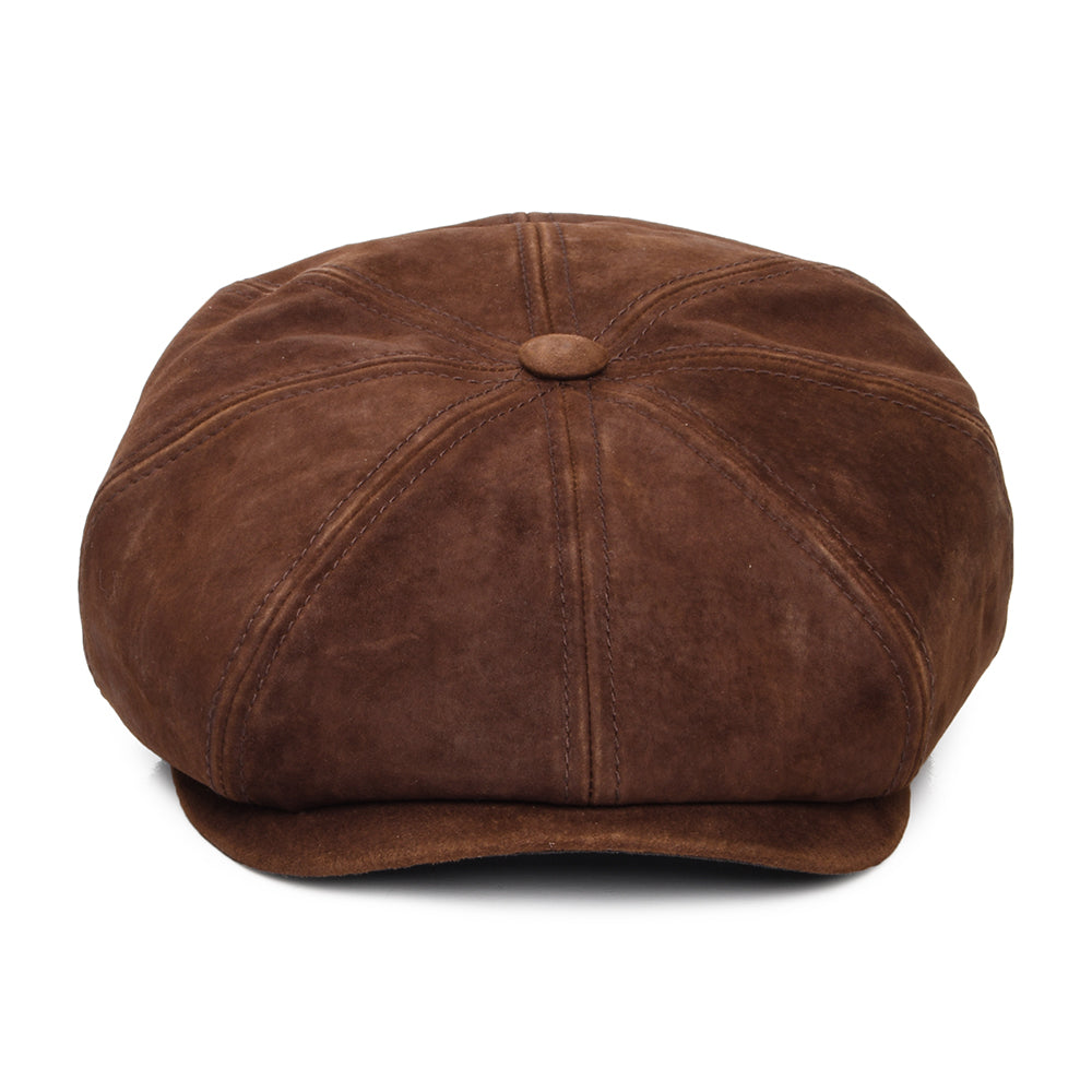 Gorra Newsboy redonda Hatteras de cuero Envejecido de Stetson - Coñac