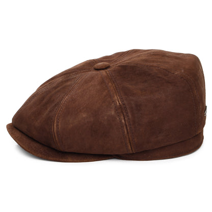 Gorra Newsboy redonda Hatteras de cuero Envejecido de Stetson - Coñac
