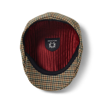 Gorra Newsboy redonda Brood pata de gallo de Brixton - Kaki-Ocre-Verde