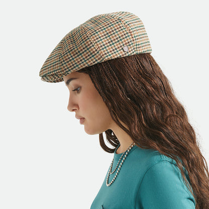 Gorra Newsboy redonda Brood pata de gallo de Brixton - Kaki-Ocre-Verde