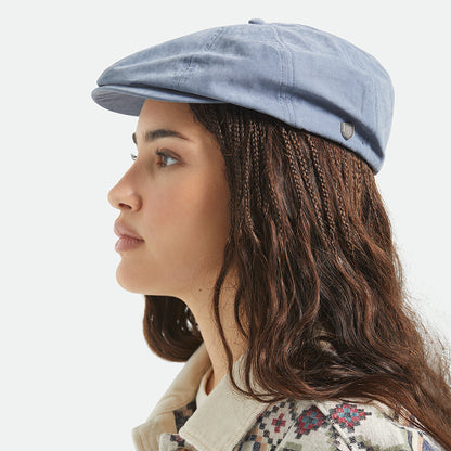 Gorra Newsboy redonda Brood de Satén de Brixton - Azul Pizarra