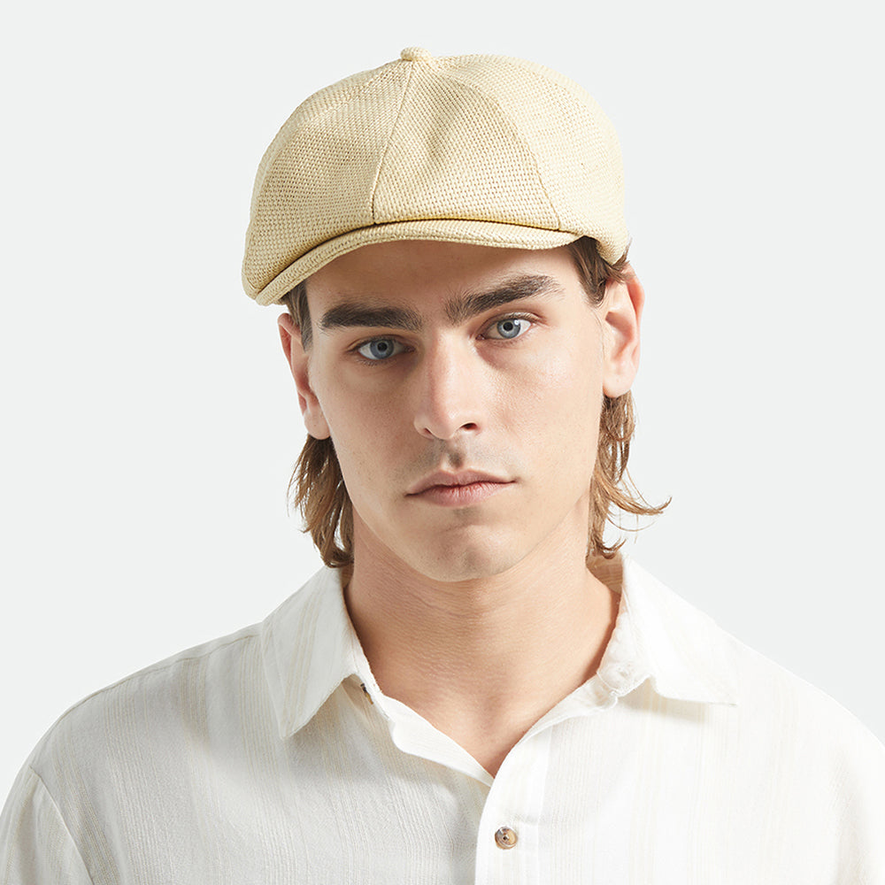Gorra Newsboy redonda Brood ligera de paja toyo de Brixton - Natural