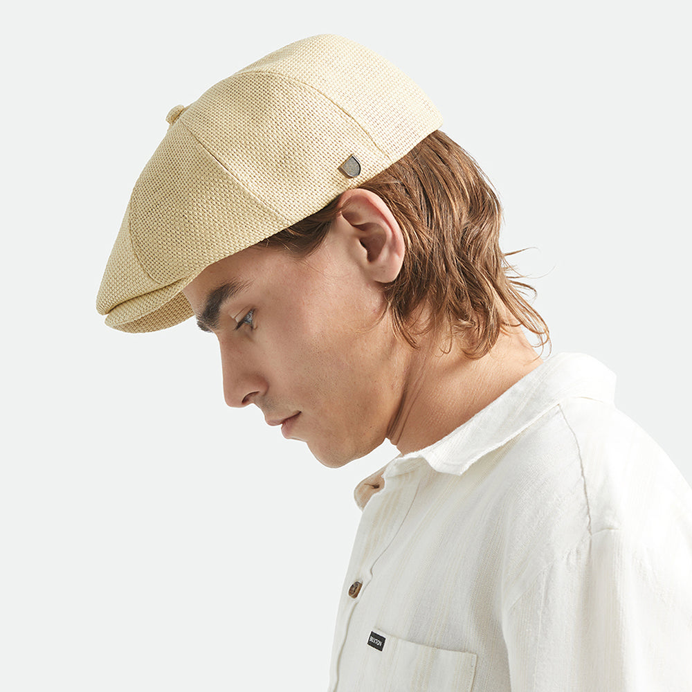 Gorra Newsboy redonda Brood ligera de paja toyo de Brixton - Natural