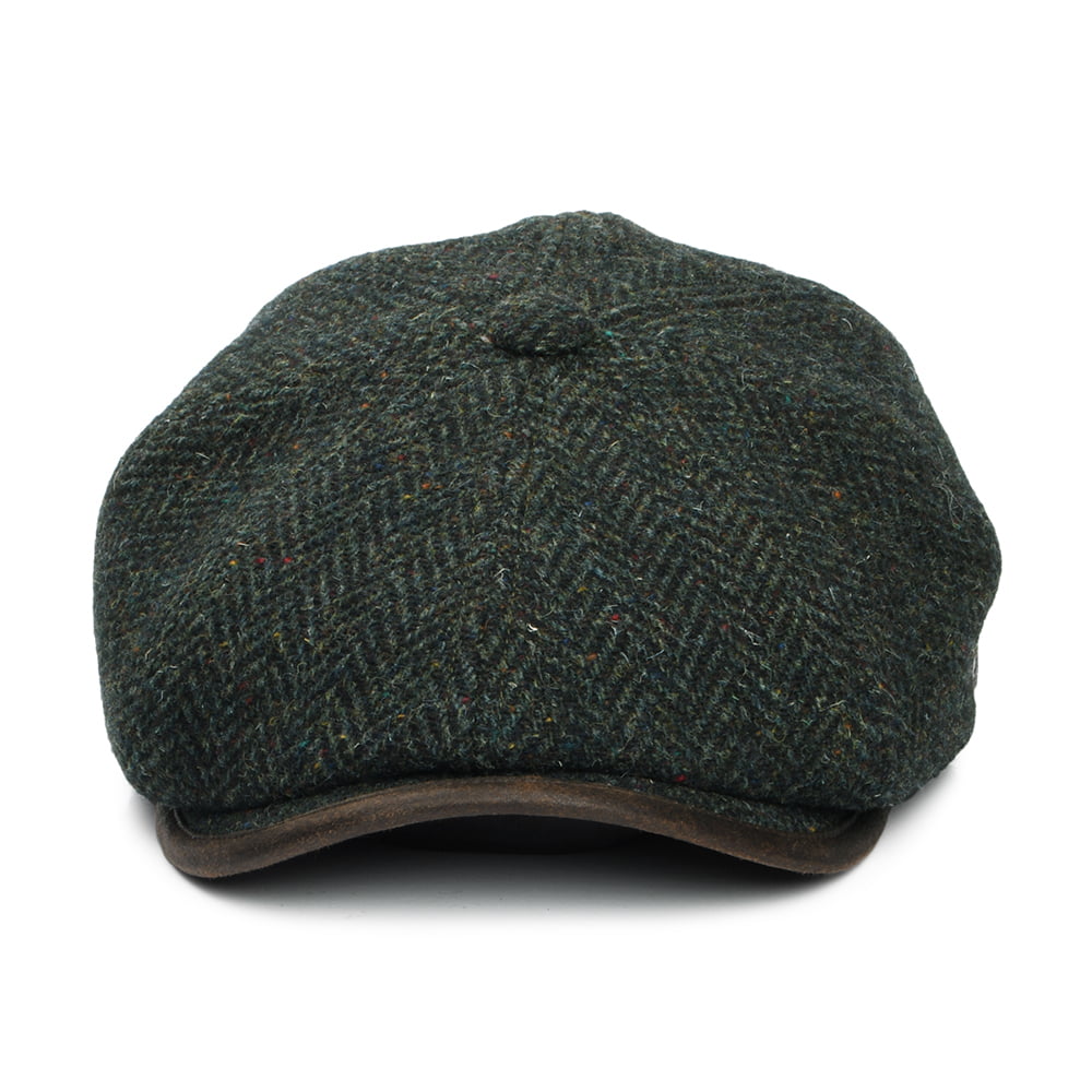 Gorra Newsboy redonda Shelby de lana británica diseño de espiga de Failsworth - Bosque