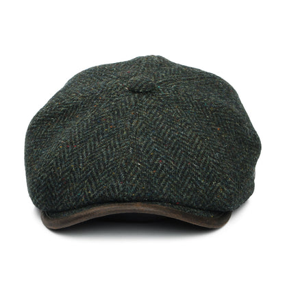 Gorra Newsboy redonda Shelby de lana británica diseño de espiga de Failsworth - Bosque