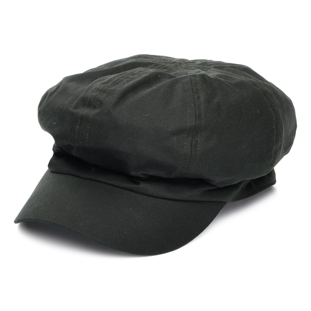 Gorra Baker Boy de algodón encerado británico de Failsworth - Verde Oliva