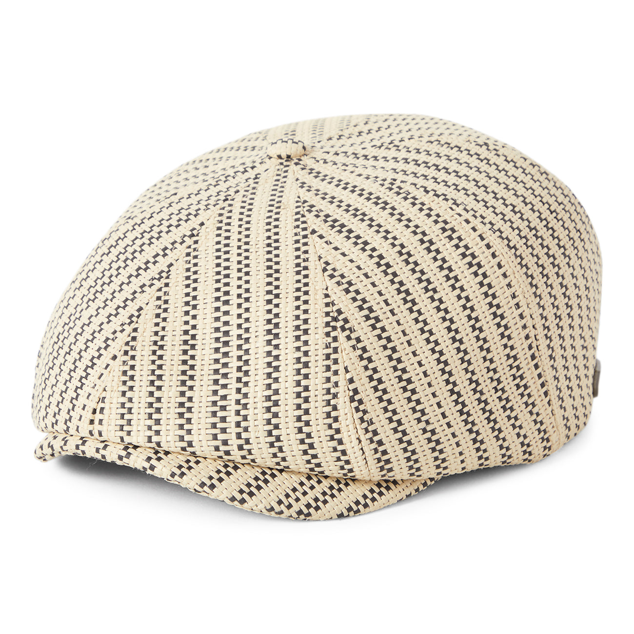 Gorra Newsboy redonda Brood ligera de paja de Brixton - Natural-Negro