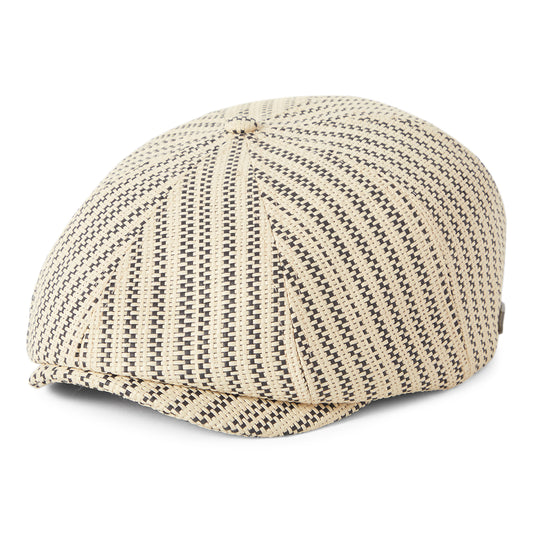 Gorra Newsboy redonda Brood ligera de paja de Brixton - Natural-Negro