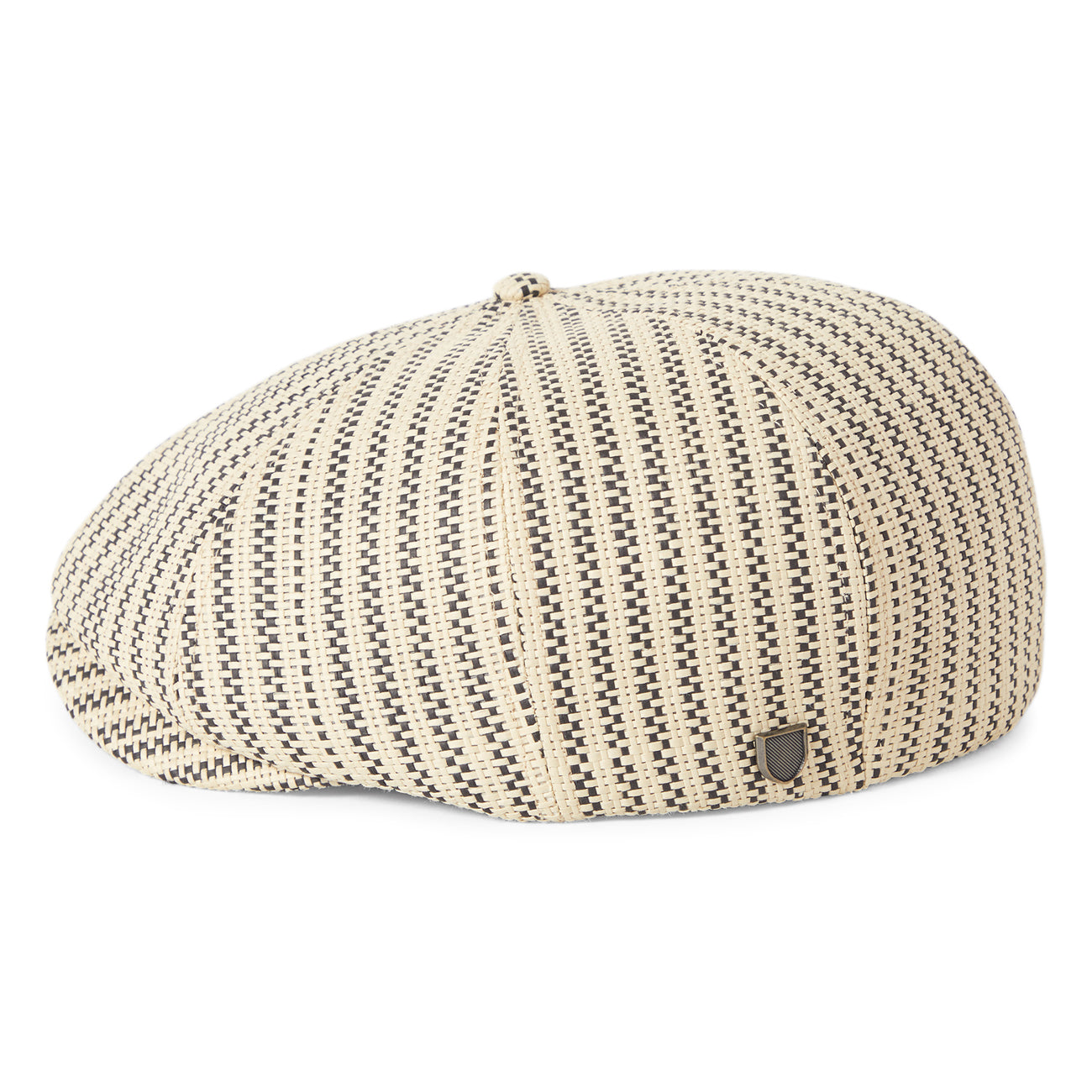Gorra Newsboy redonda Brood ligera de paja de Brixton - Natural-Negro