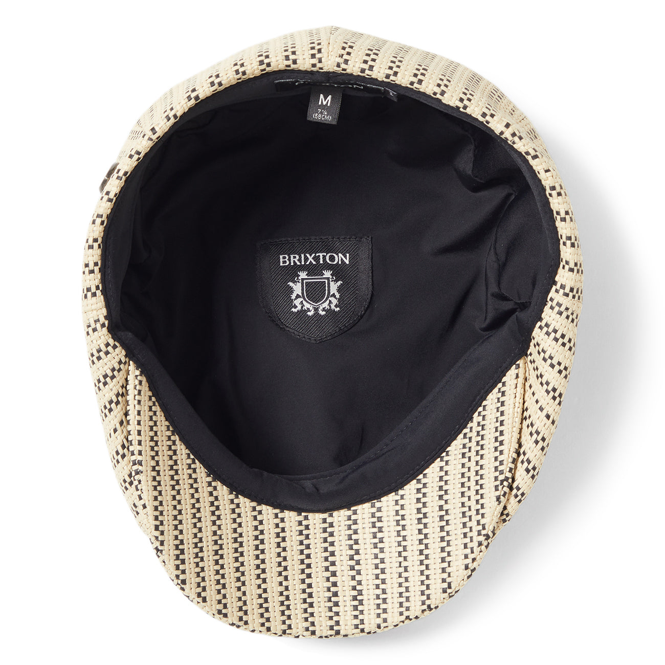 Gorra Newsboy redonda Brood ligera de paja de Brixton - Natural-Negro