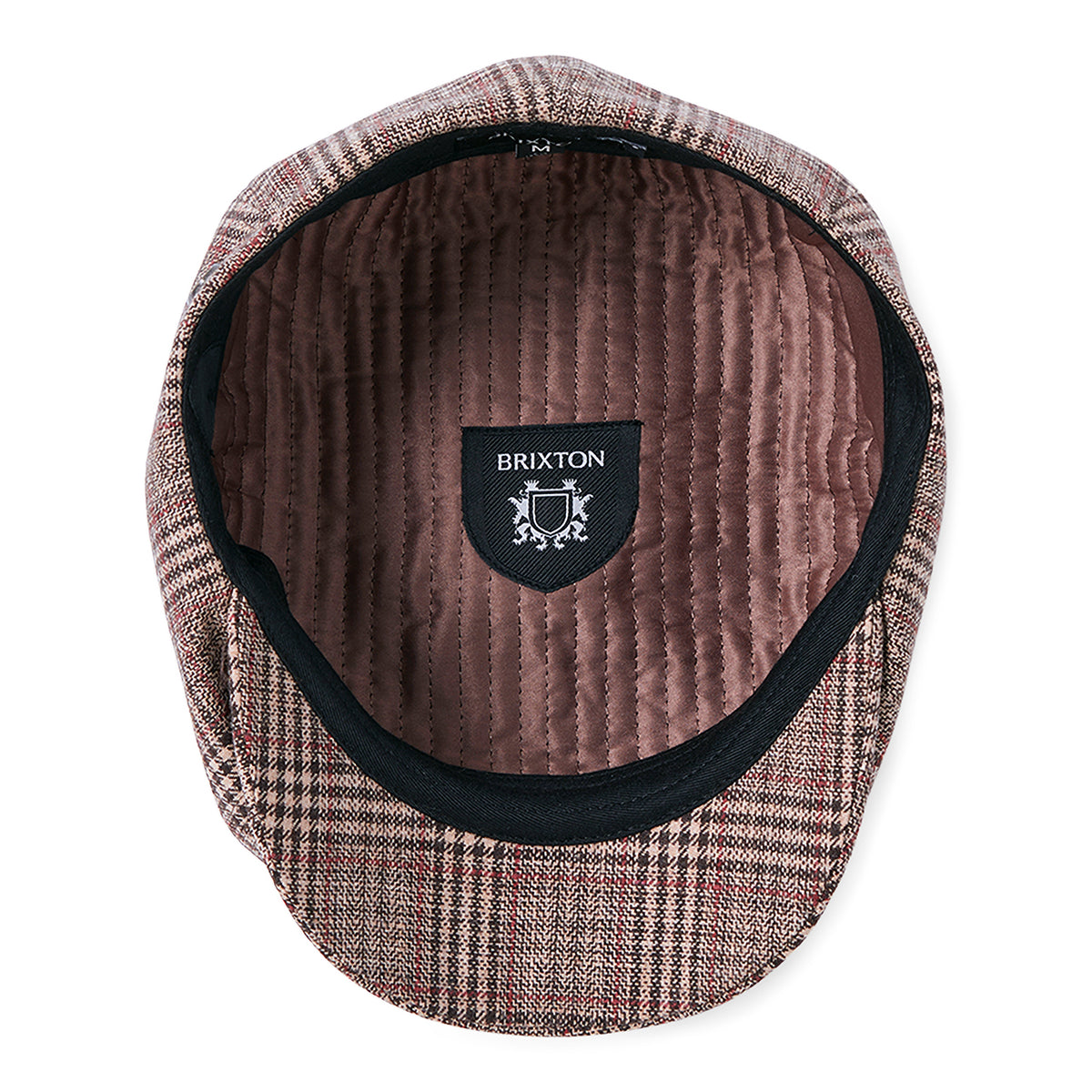 Gorra Newsboy redonda Brood a cuadros de Brixton - Marrón-Beige Arena-Rojo