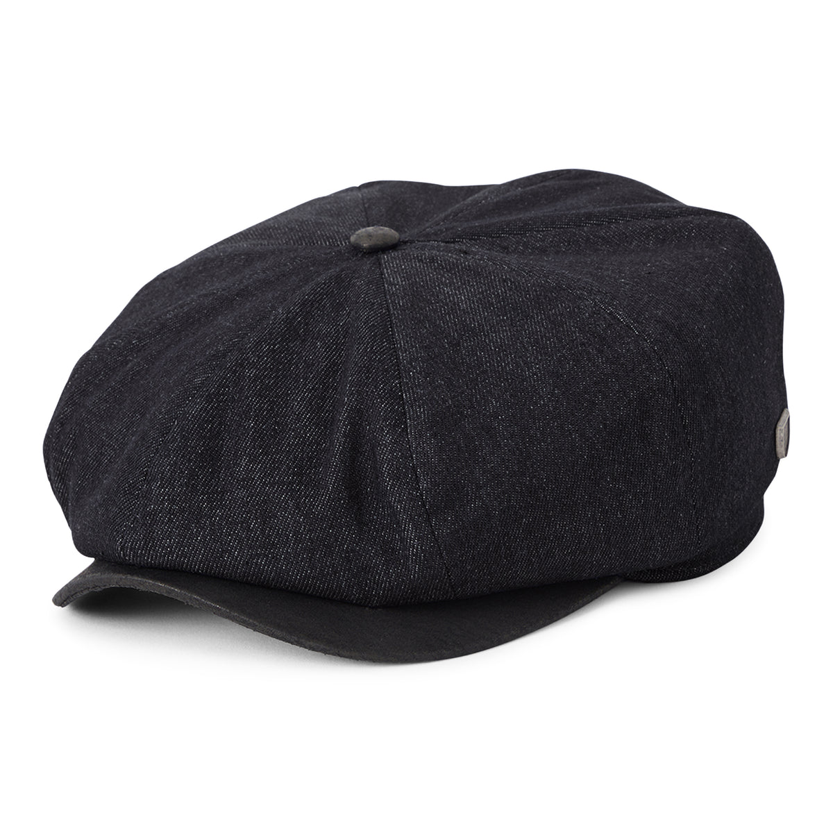 Gorra Newsboy redonda Brood Flannel holgada de Brixton - Denim Negro-Negro