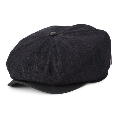 Gorra Newsboy redonda Brood Flannel holgada de Brixton - Denim Negro-Negro