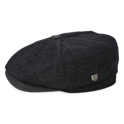 Gorra Newsboy redonda Brood Flannel holgada de Brixton - Denim Negro-Negro