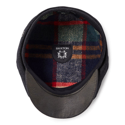Gorra Newsboy redonda Brood Flannel holgada de Brixton - Denim Negro-Negro