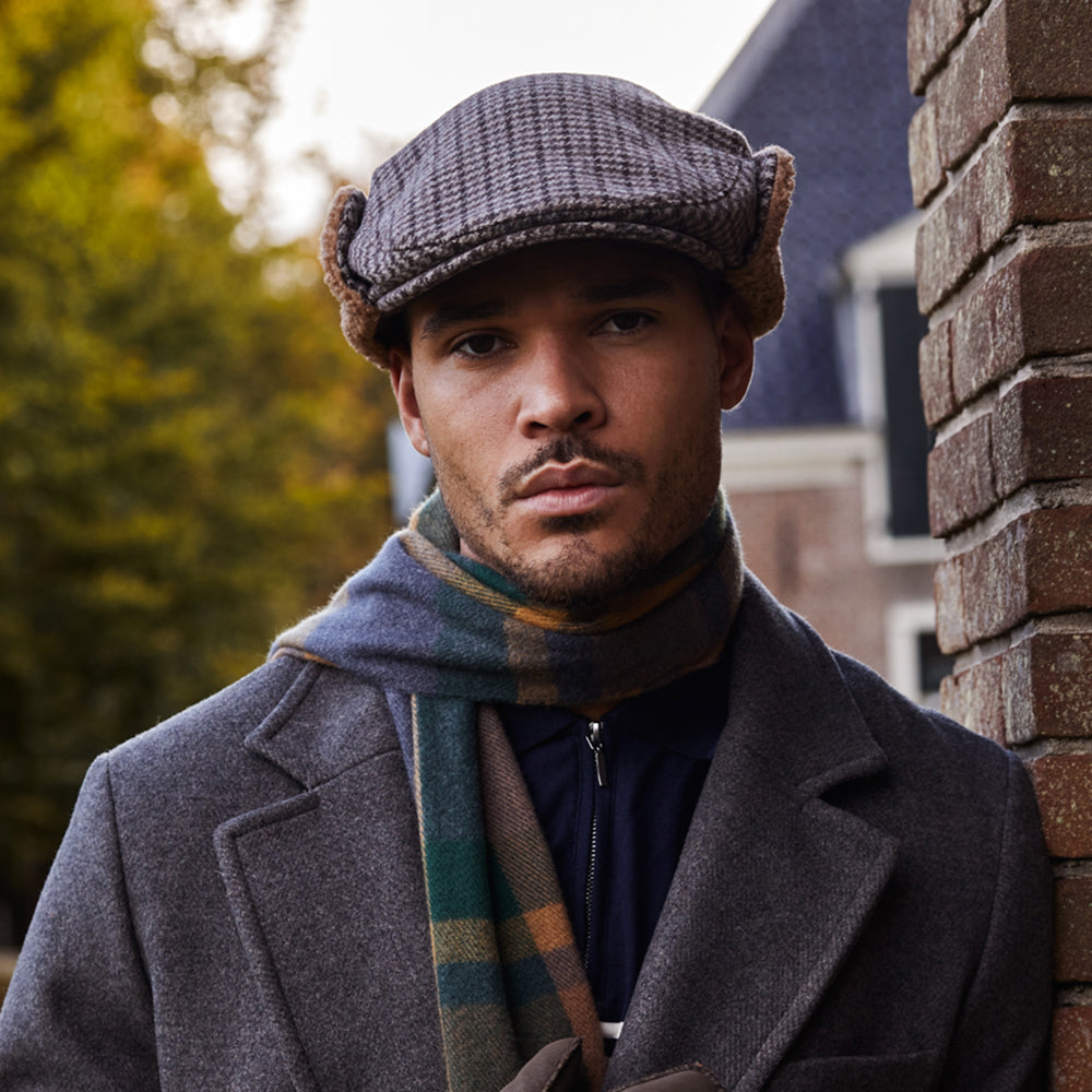 Gorra plana Monzonite pata de gallo con orejeras de Barts - Marrón Oscuro