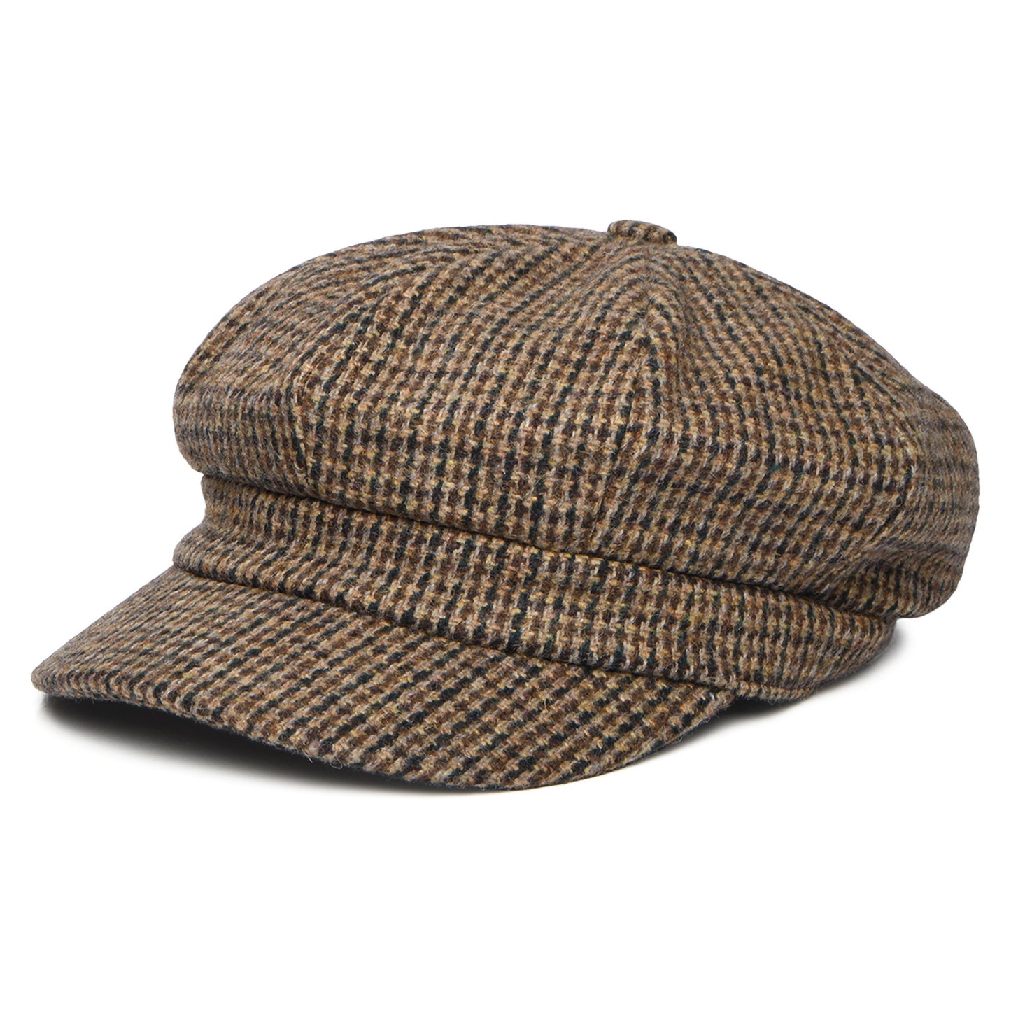 Gorra Baker Boy de mezcla de lana pata de gallo de Whiteley - Marrón